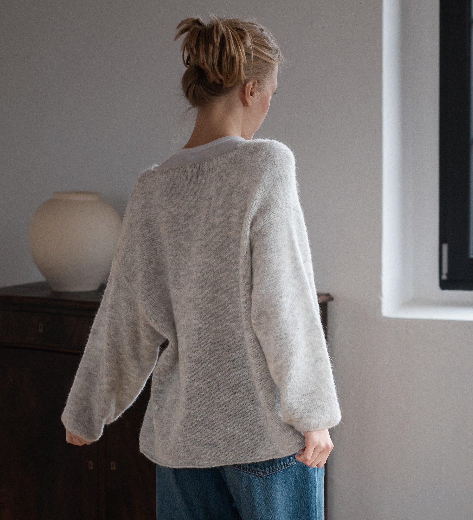GEMMA 2.0 Lekki sweter z wełną i moherem - szary