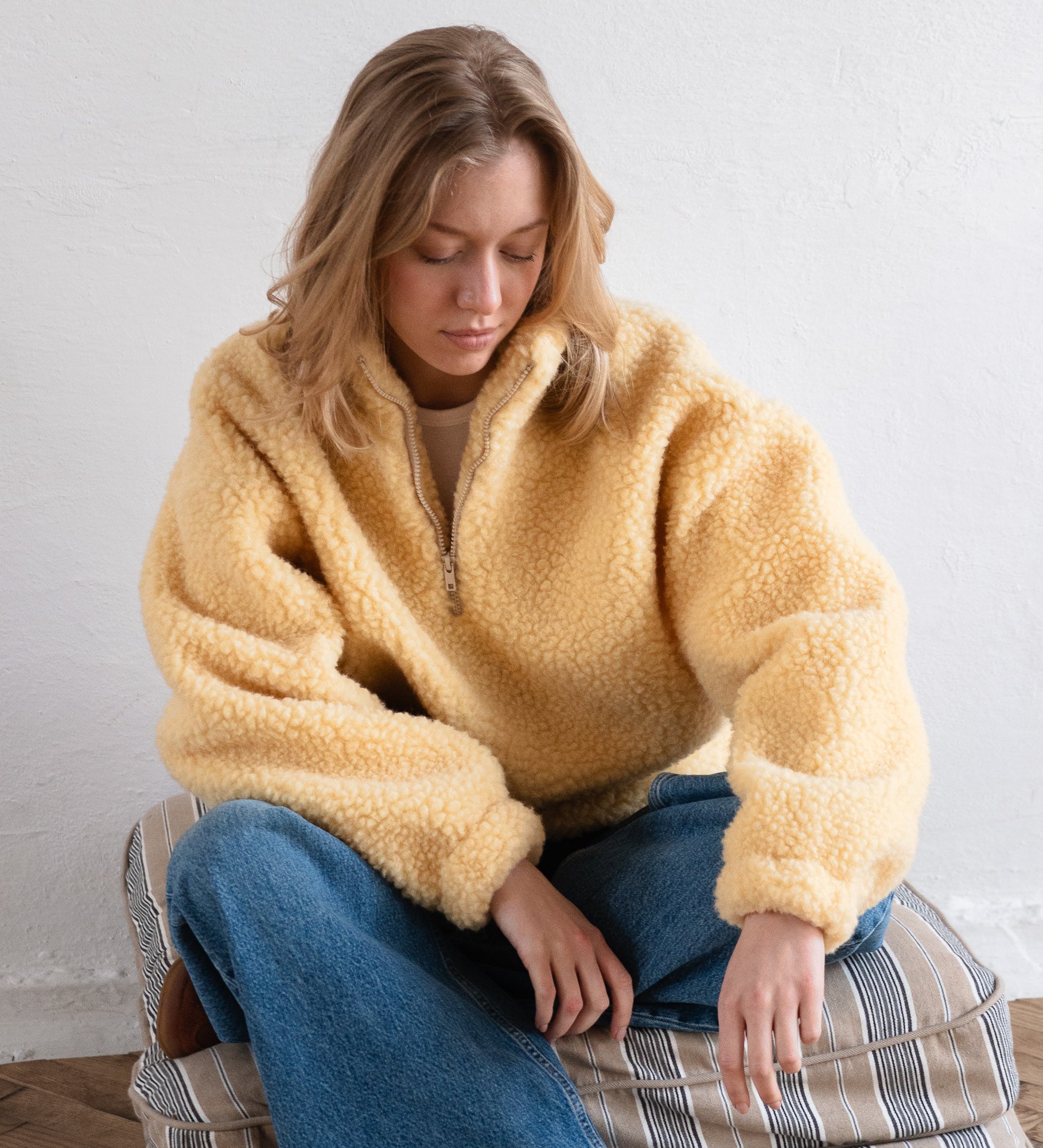 MYRRA Polar sherpa z wełny merino - masełkowy