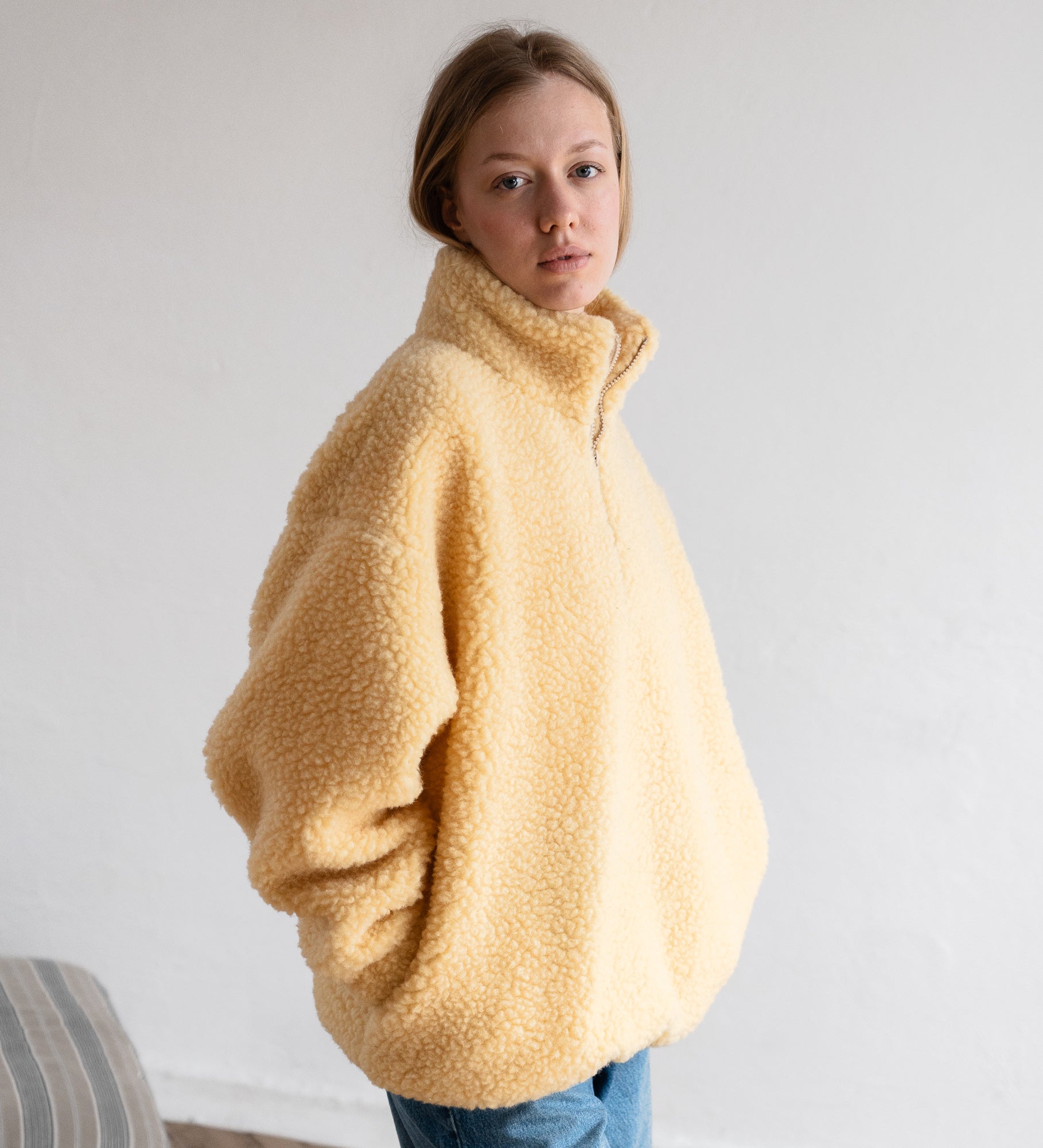 MYRRA Polar sherpa z wełny merino - masełkowy