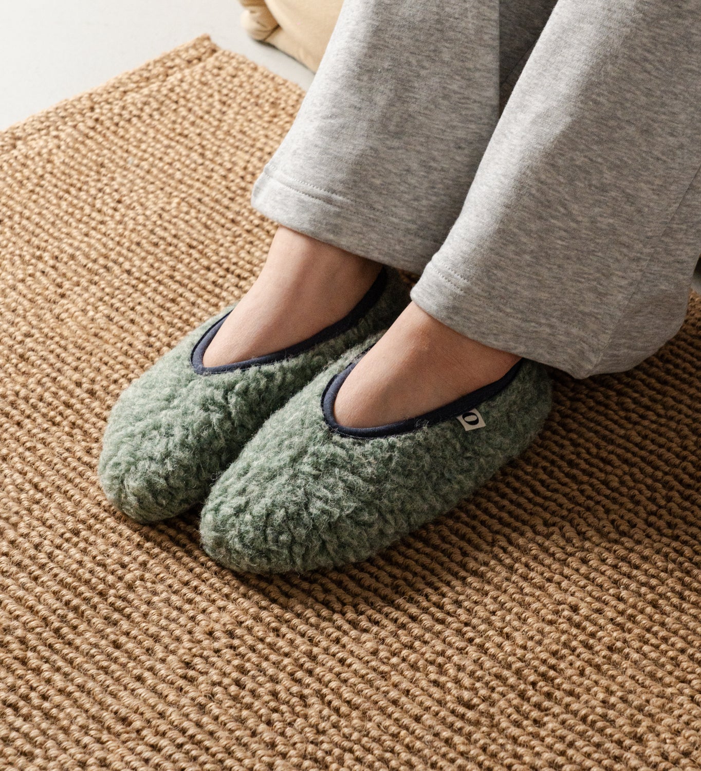 MONA wool ballerina flats - forest moss