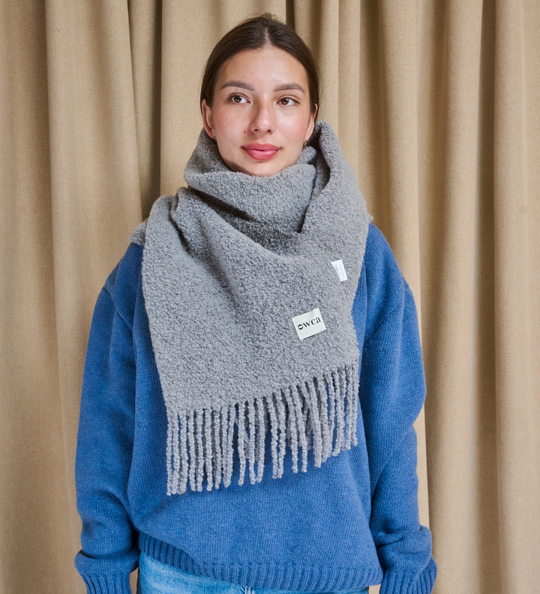 LEAH merino boucle scarf - grey