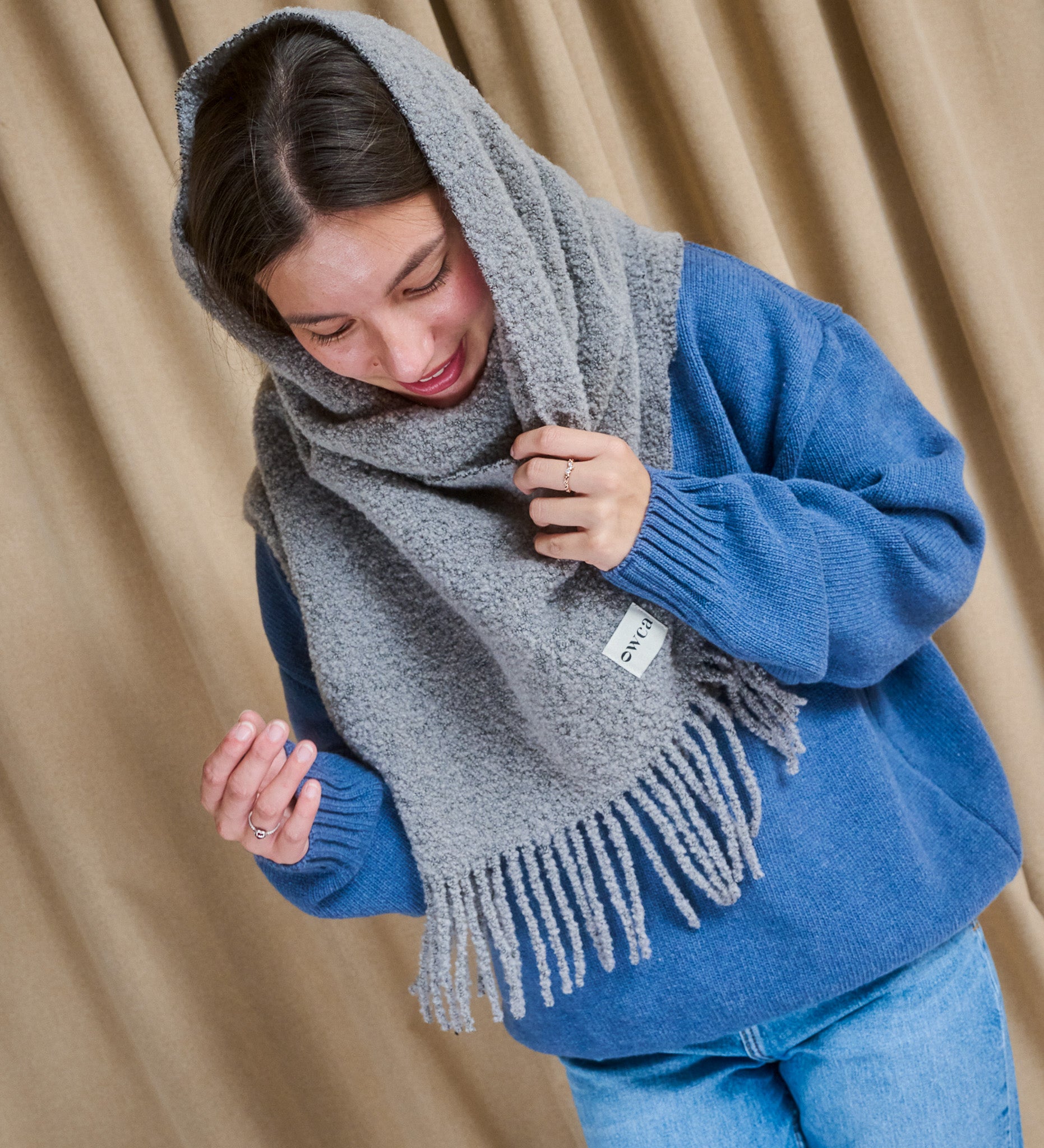 LEAH merino boucle scarf - grey