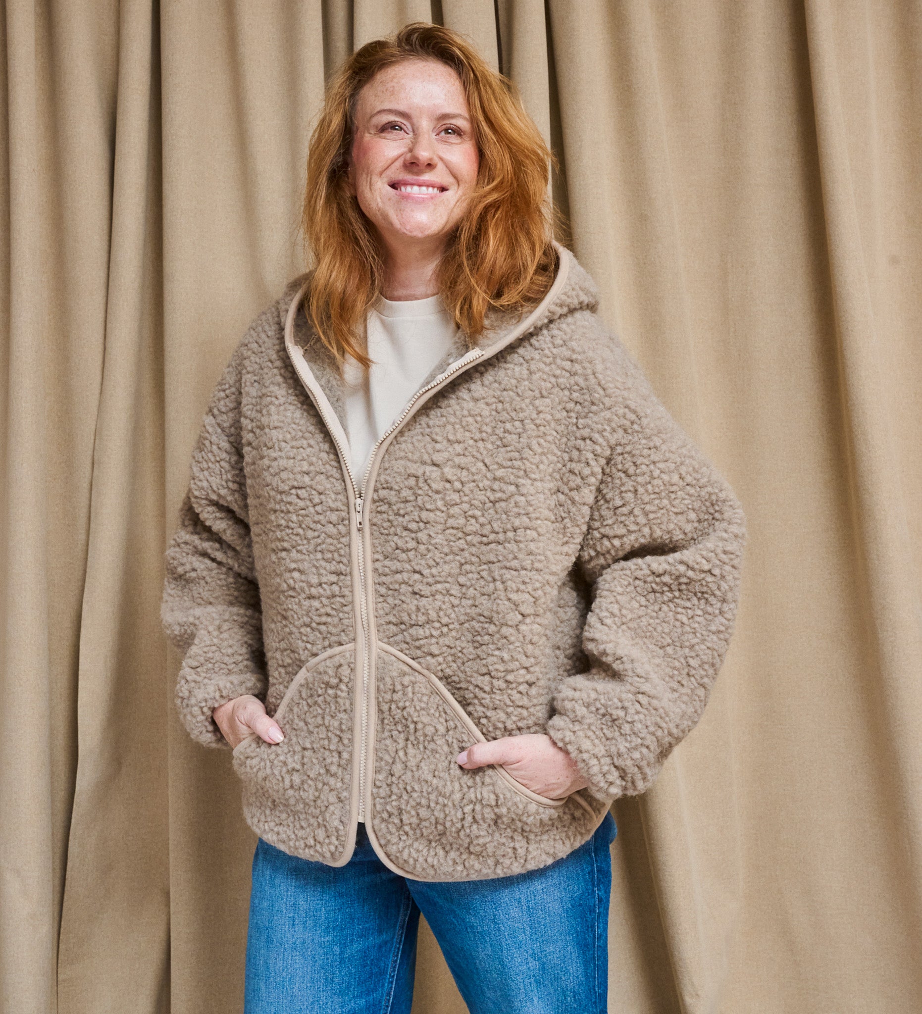 MIŚ wool hooded jacket - ecru