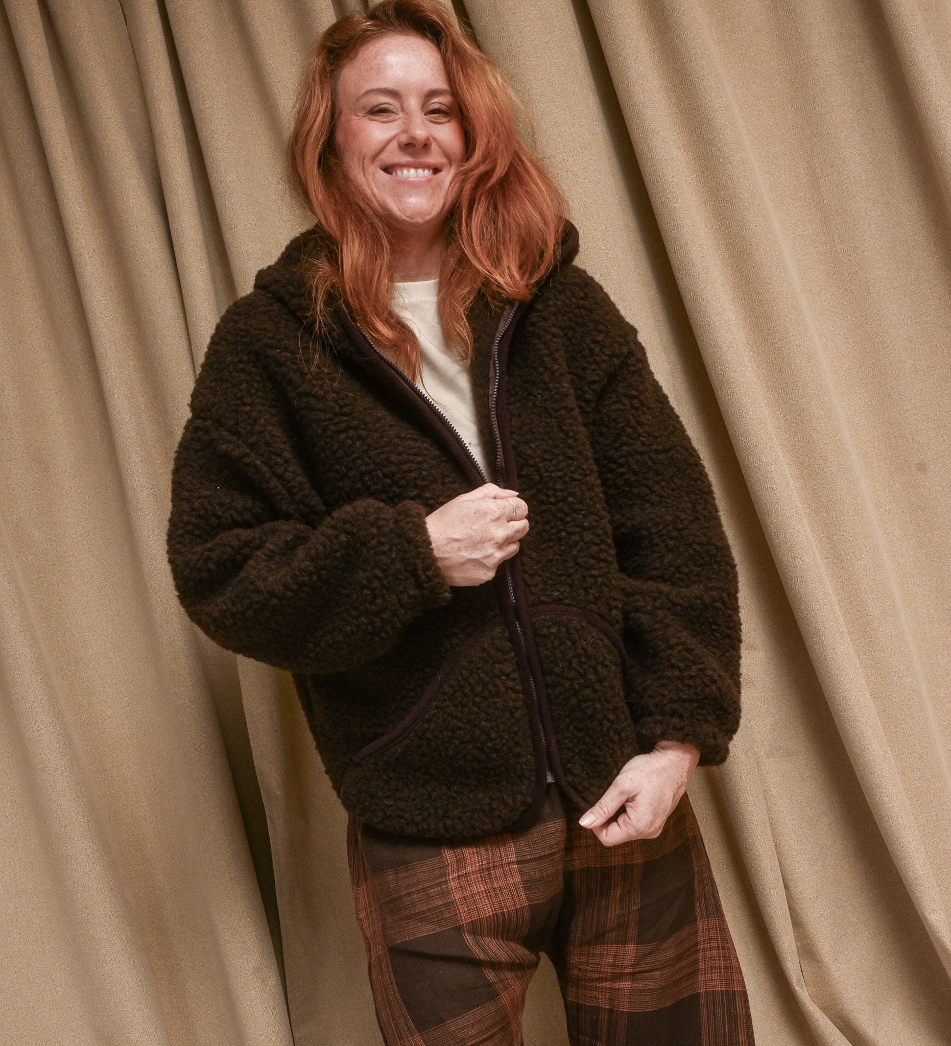 MIŚ wool hooded jacket - ecru