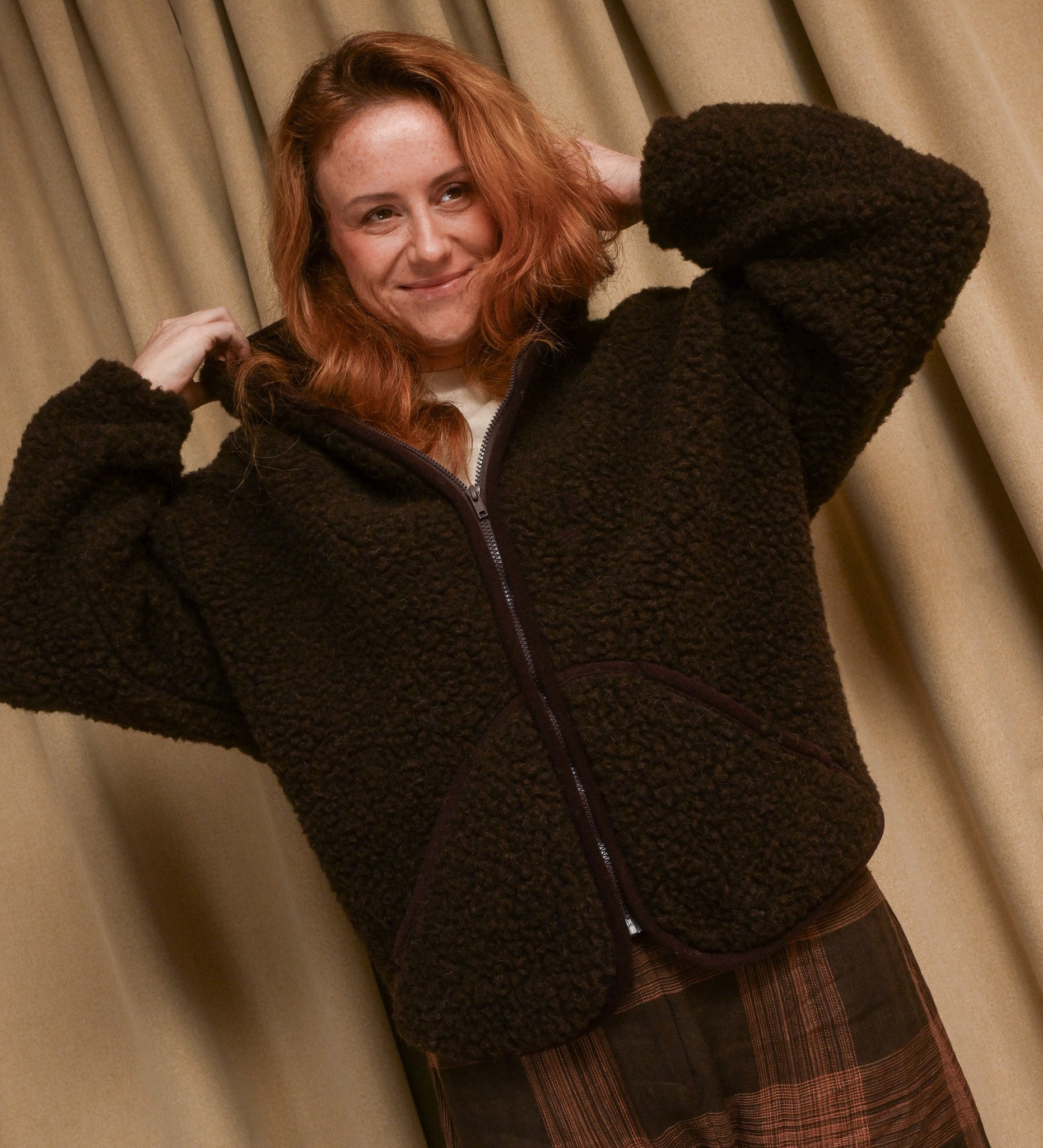 MIŚ wool hooded jacket - ecru