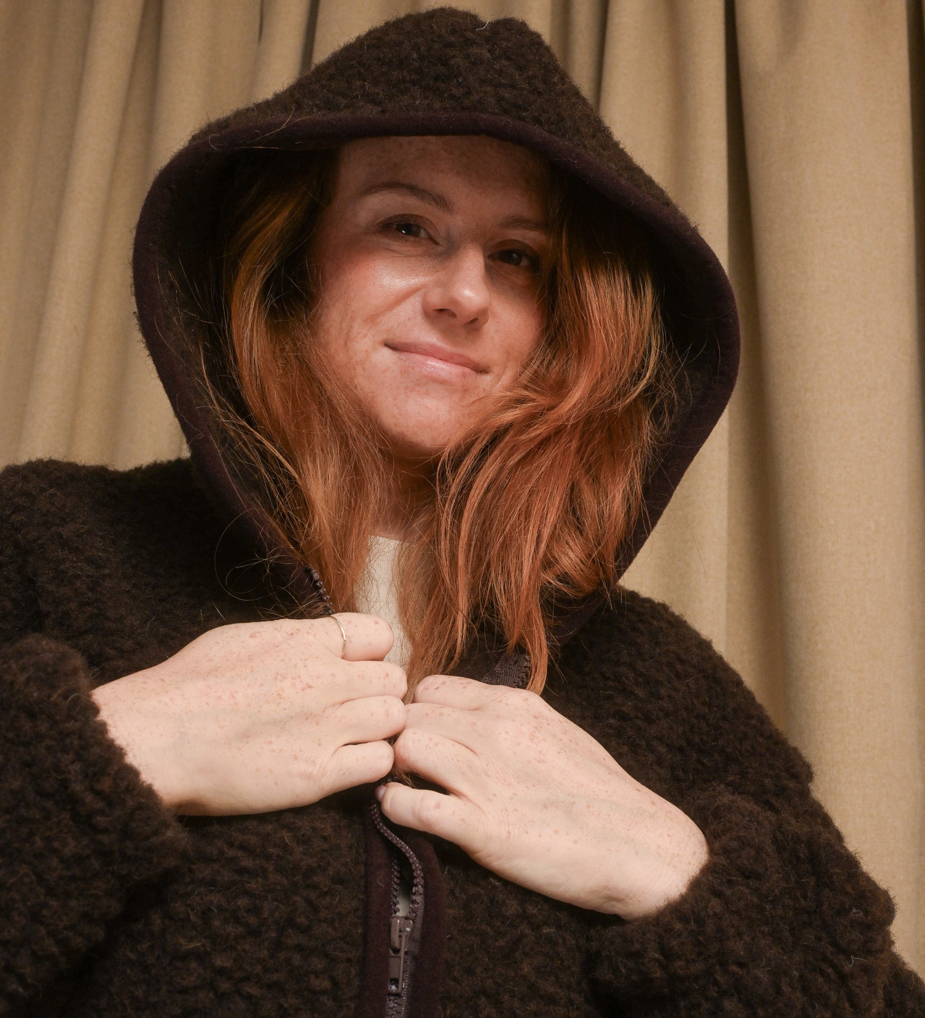 MIŚ wool hooded jacket - ecru