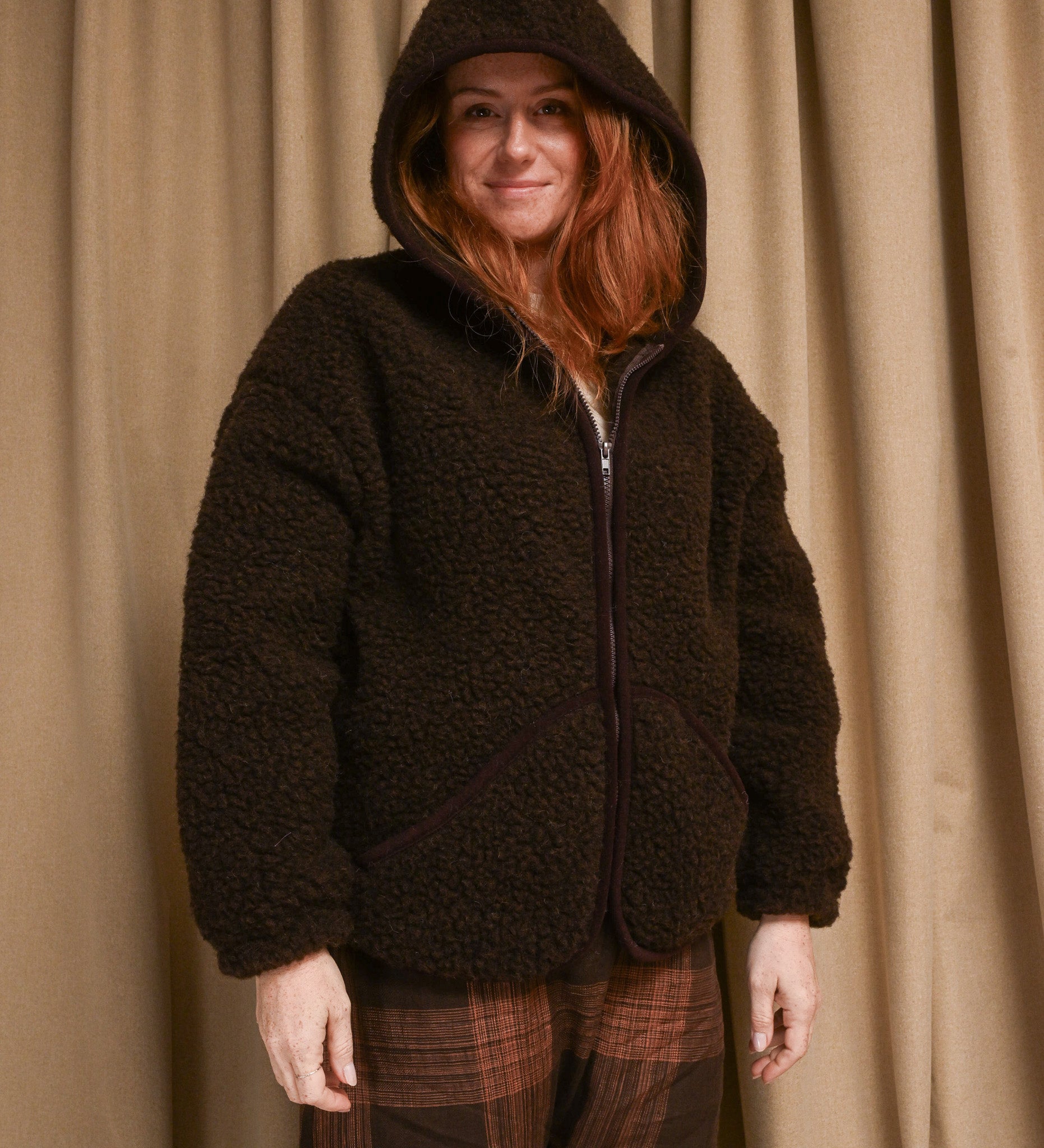 MIŚ wool hooded jacket - ecru