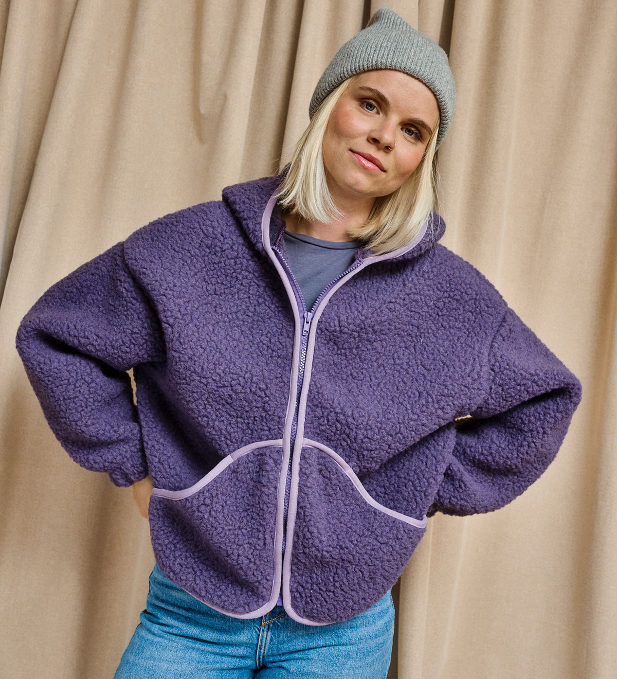 MIŚ wool hooded jacket - ecru