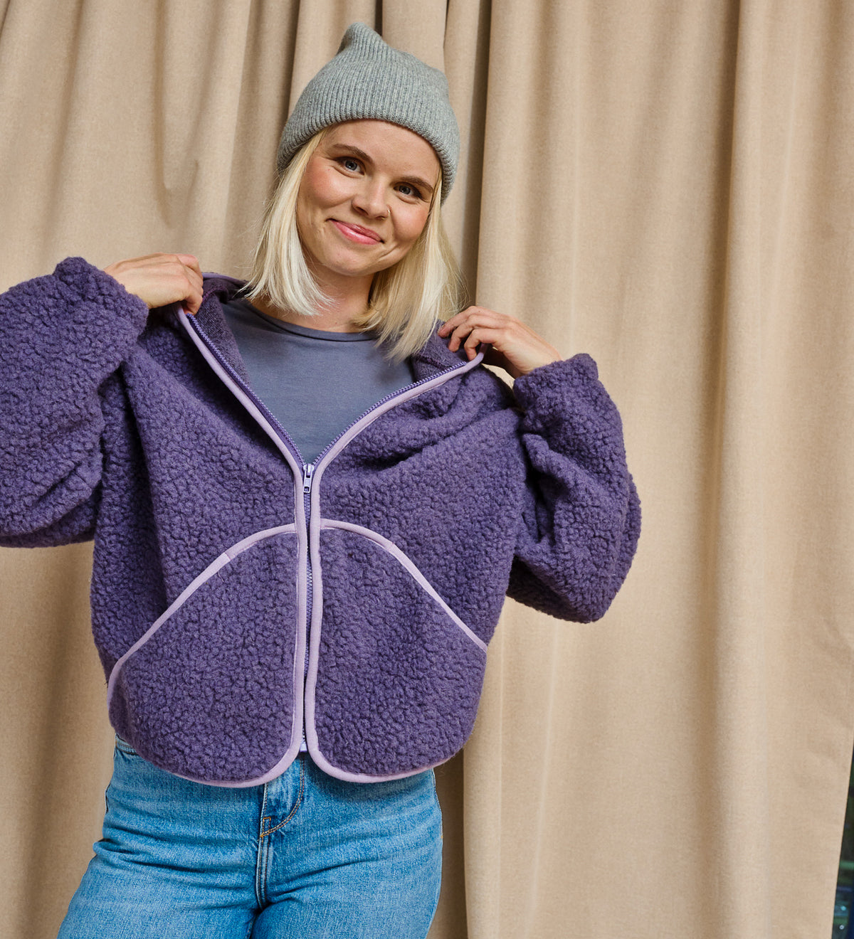 MIŚ wool hooded jacket - ecru