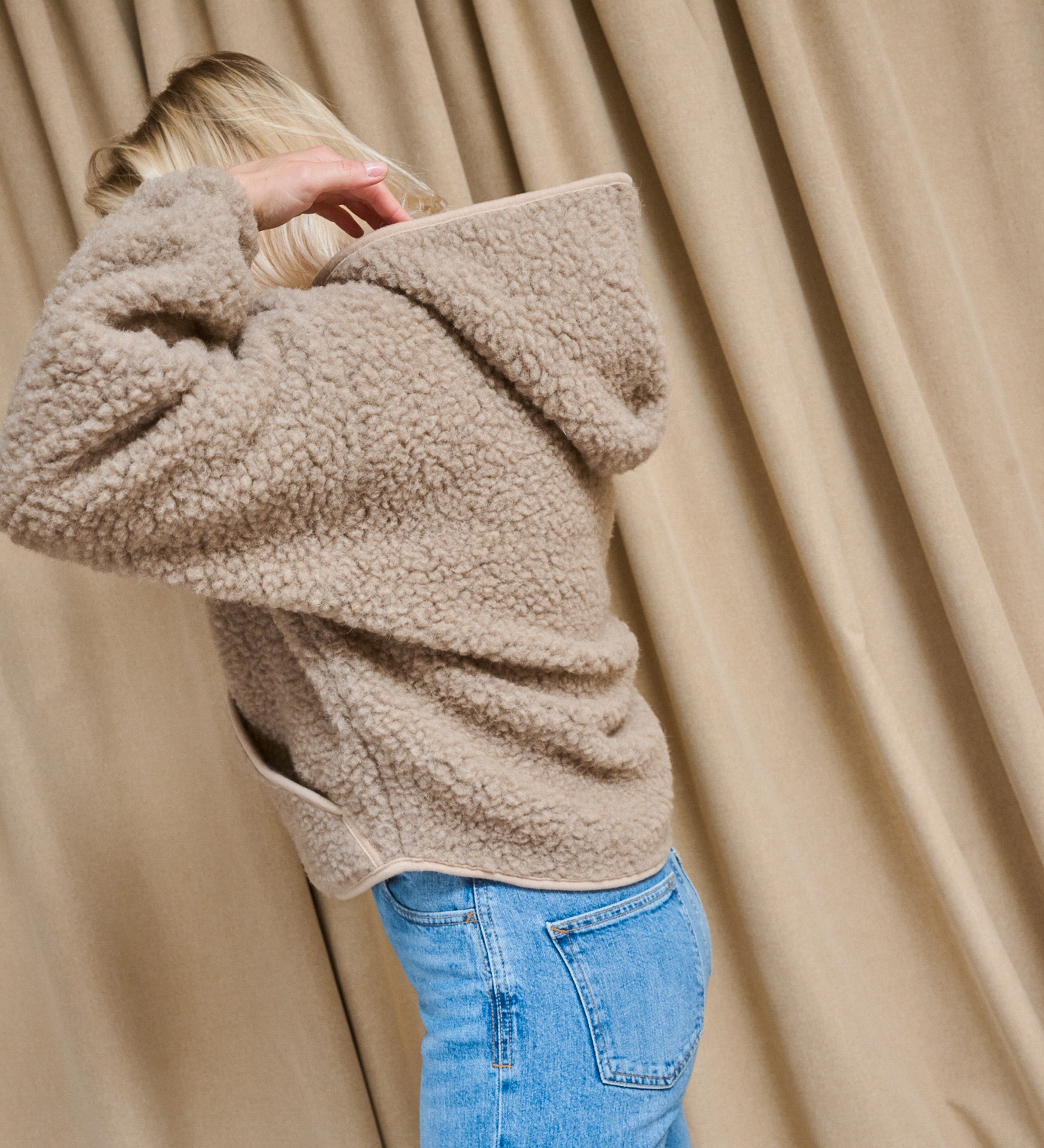 MIŚ wool hooded jacket - ecru