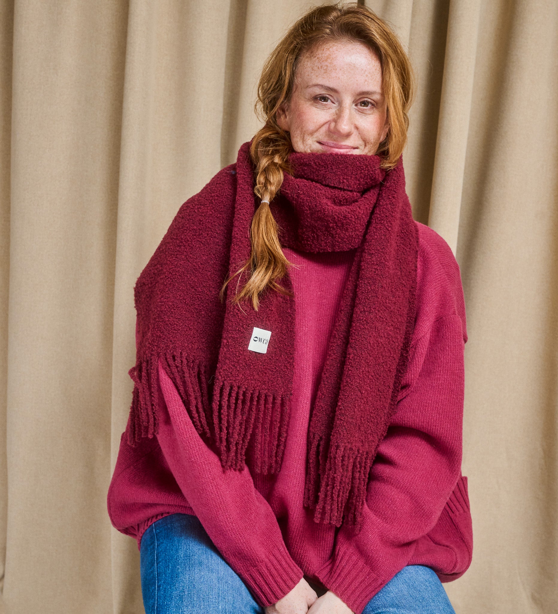 LEAH Merino boucle scarf - chocolate