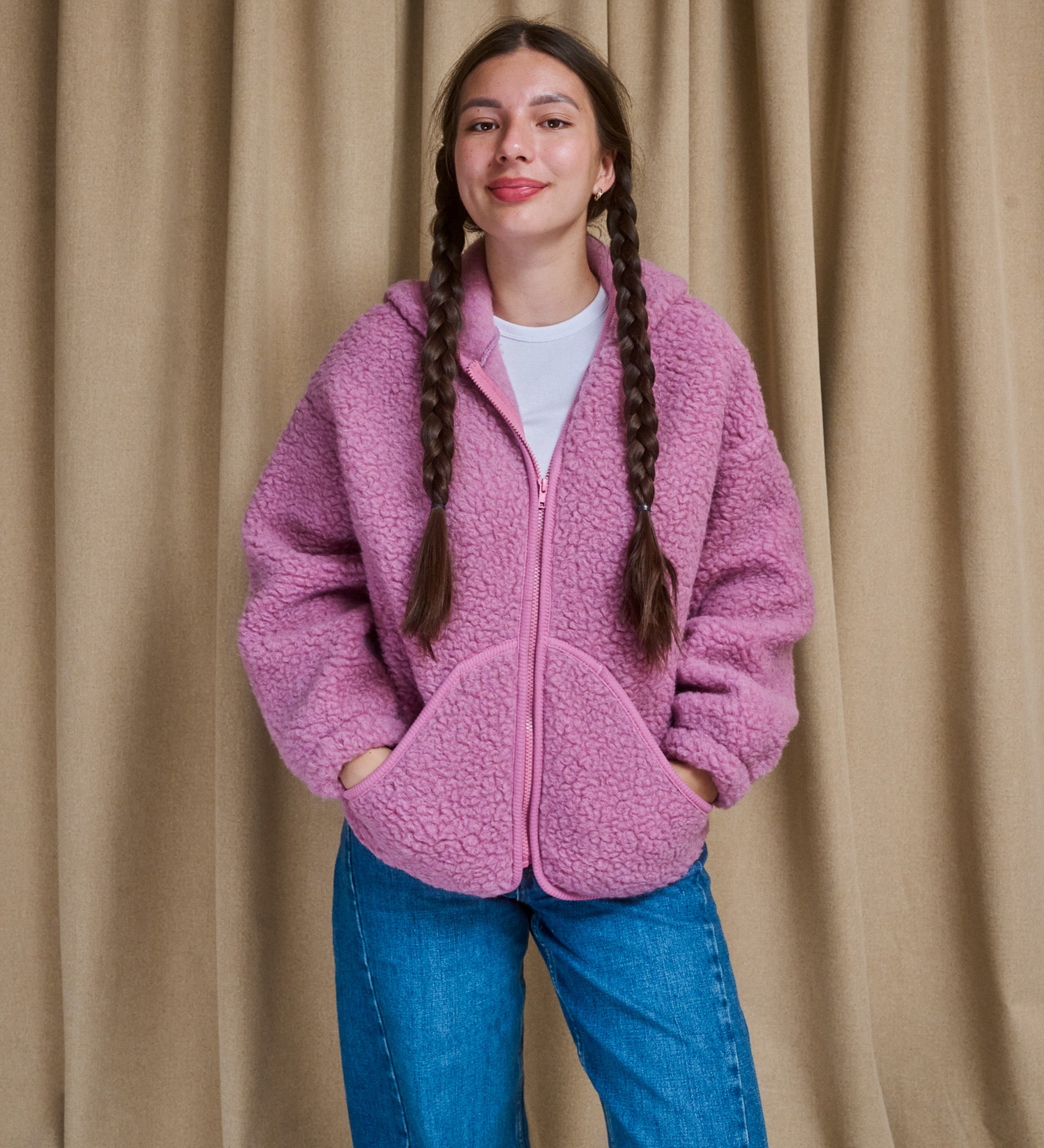 MIŚ wool hooded jacket - ecru