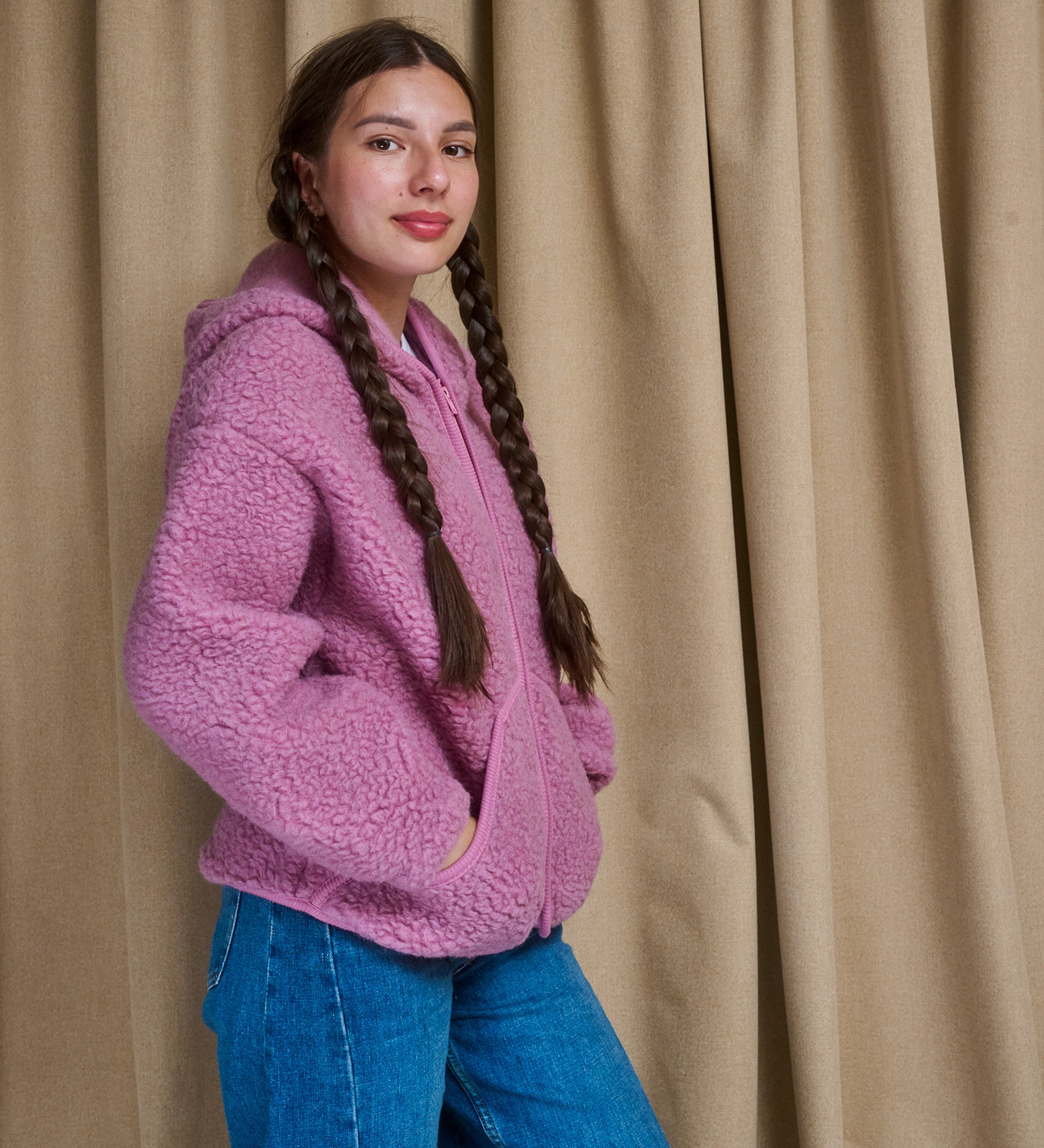 MIŚ wool hooded jacket - ecru