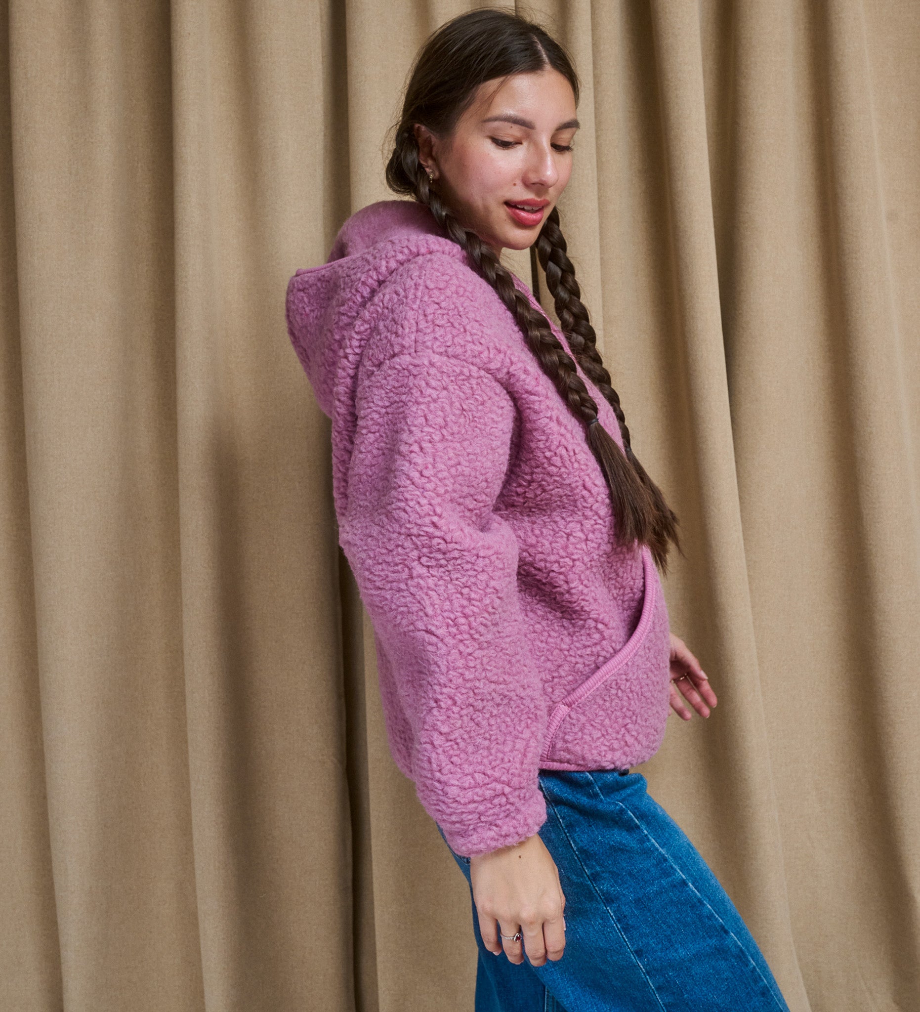 MIŚ wool hooded jacket - ecru