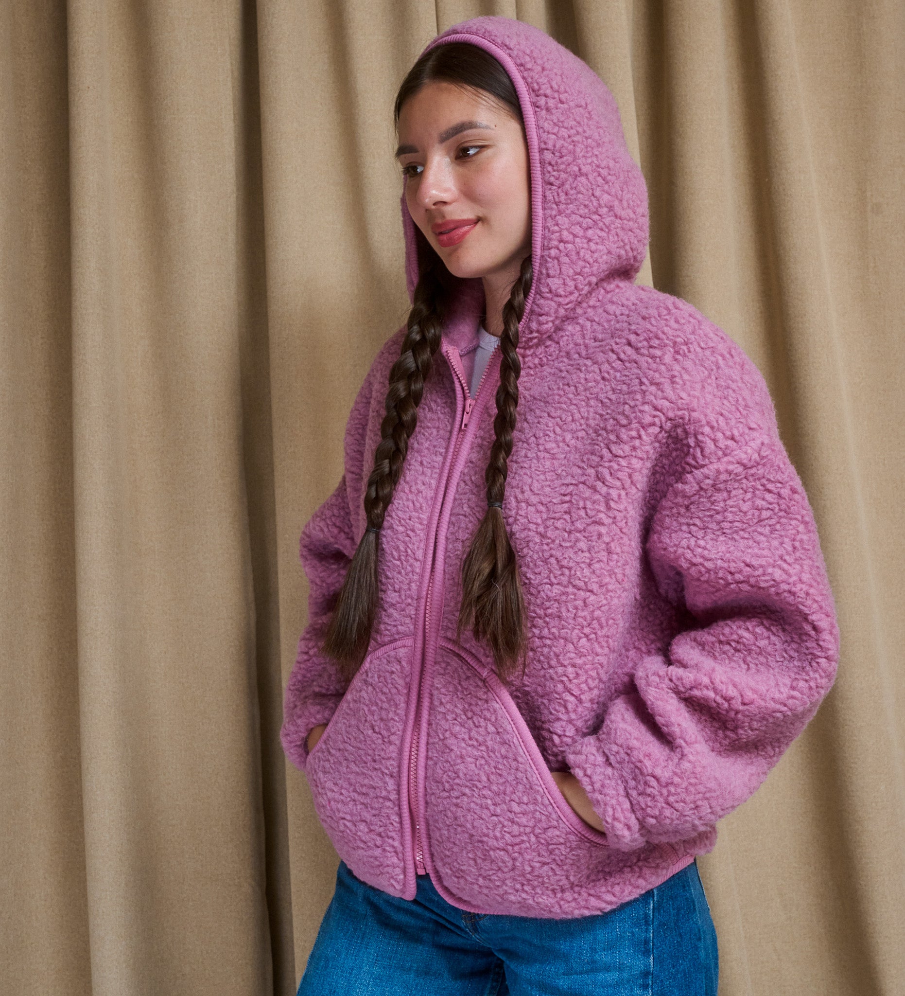 MIŚ wool hooded jacket - ecru