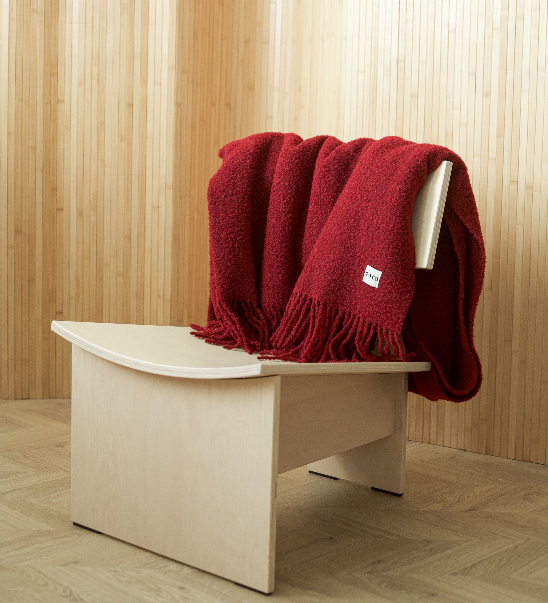 HELIOS Merinodecke mit Fransen Bouclé - Lindgrün