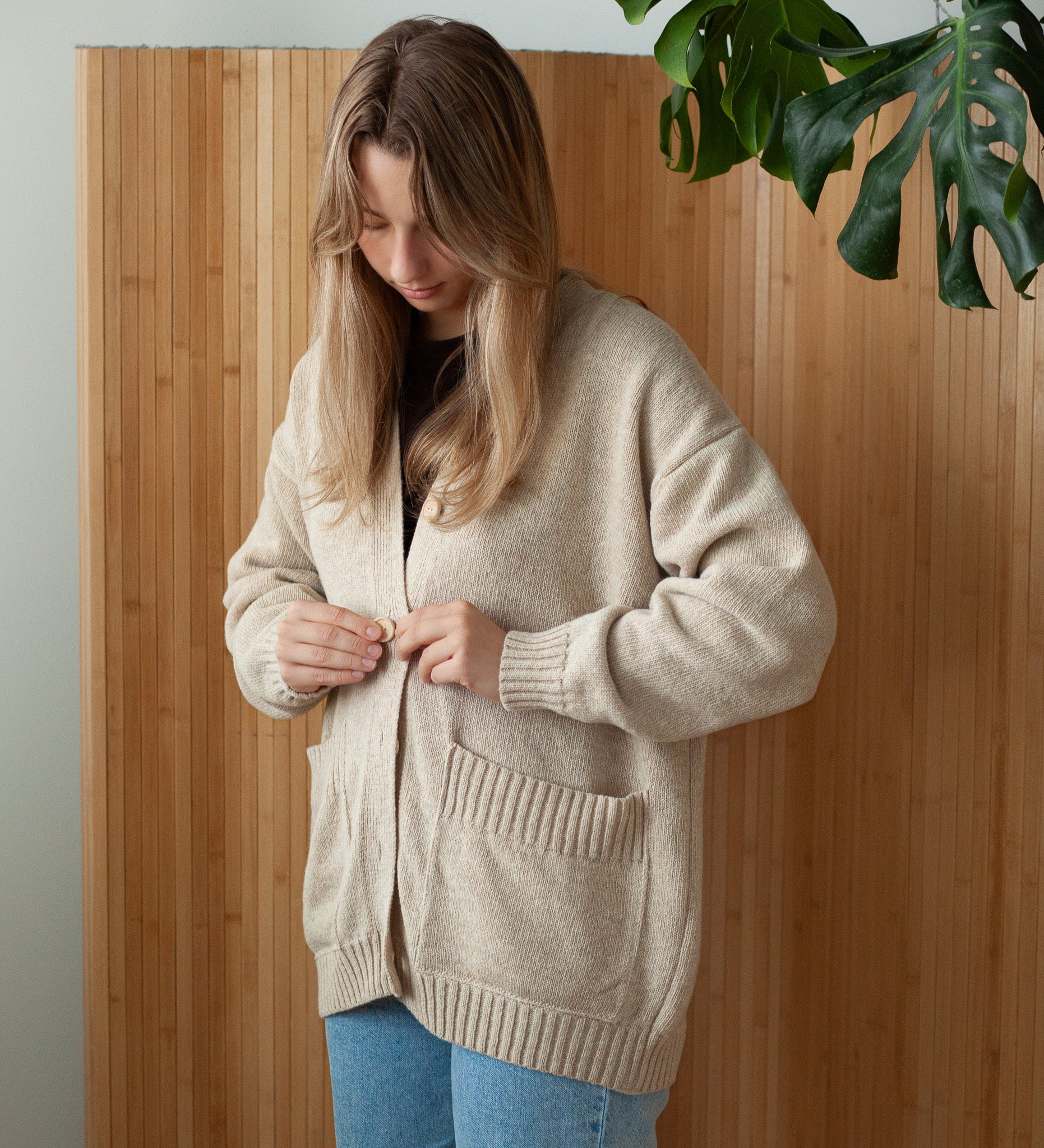 MOS Bester Wollcardigan - Hellbeige