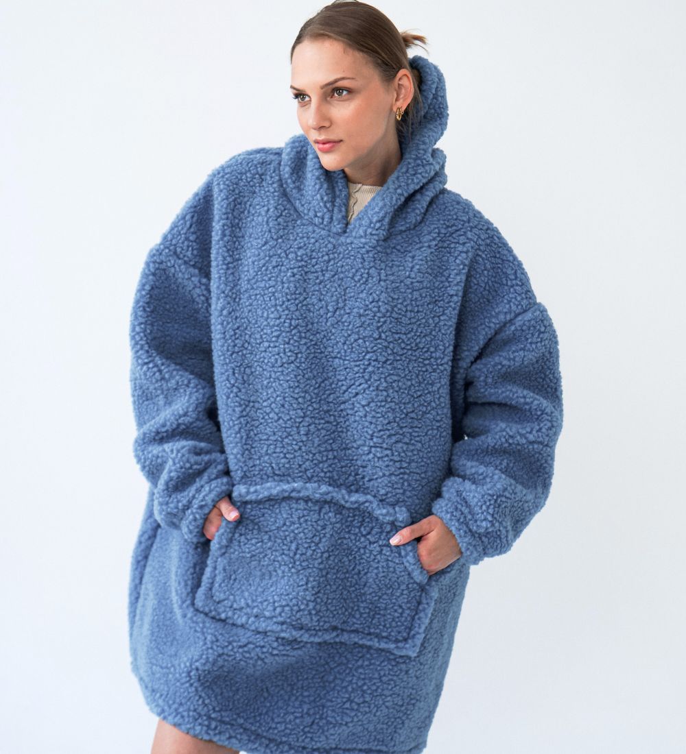 Niebieska bluza z wełny merino
