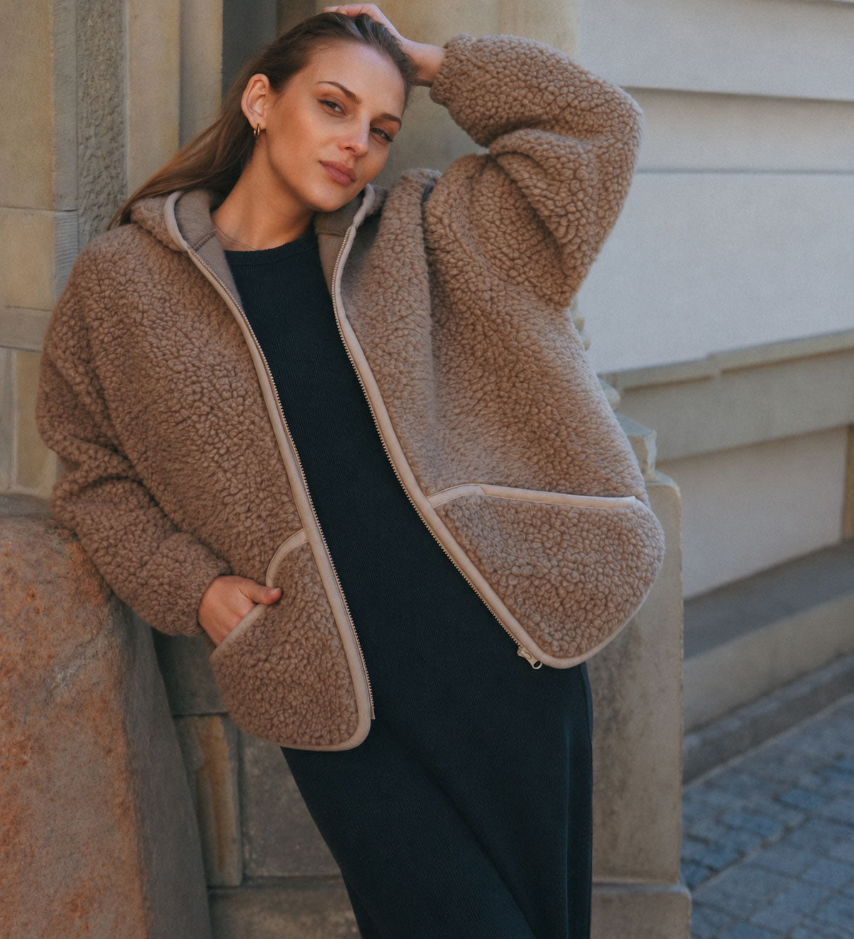MIŚ 2.0 Wool hooded jacket - oak