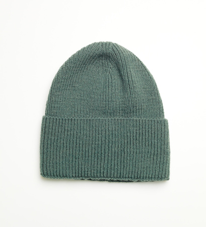 Czapka merino 100% typu beanie Malina / zielona