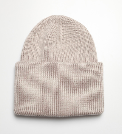 Wełniana czapka merino typu beanie Adela / beżowa