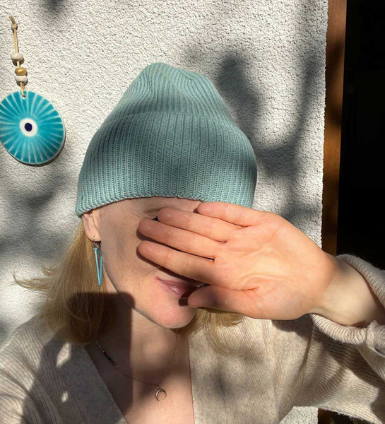 Czapka merino 100% typu beanie Malina / miętowa