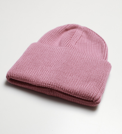 Wełniana czapka merino typu beanie Adela / różowa