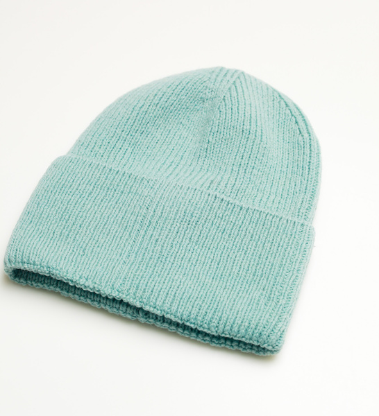 Czapka merino 100% typu beanie Malina / miętowa