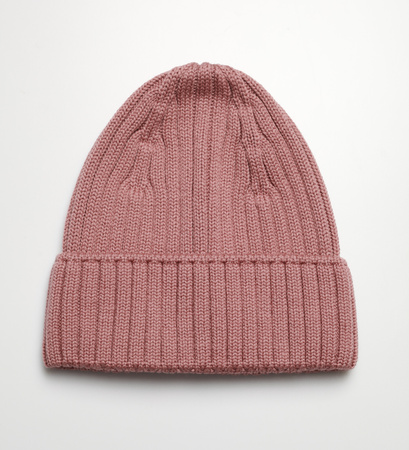 Czapka wełniana merino typu beanie Inga / różowa