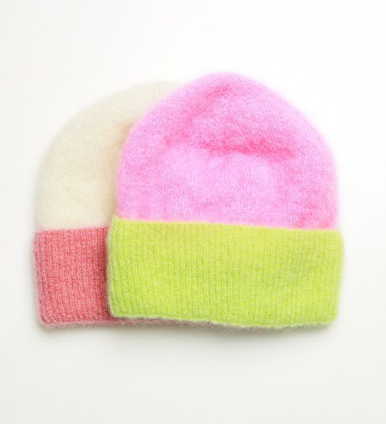 Czapka z moheru typu beanie Dalia / różowa