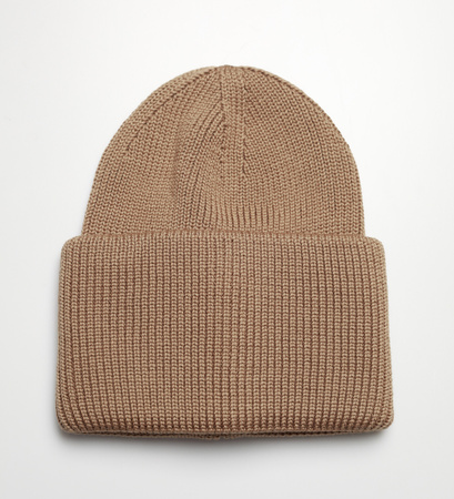 Wełniana czapka merino typu beanie Adela / brązowa